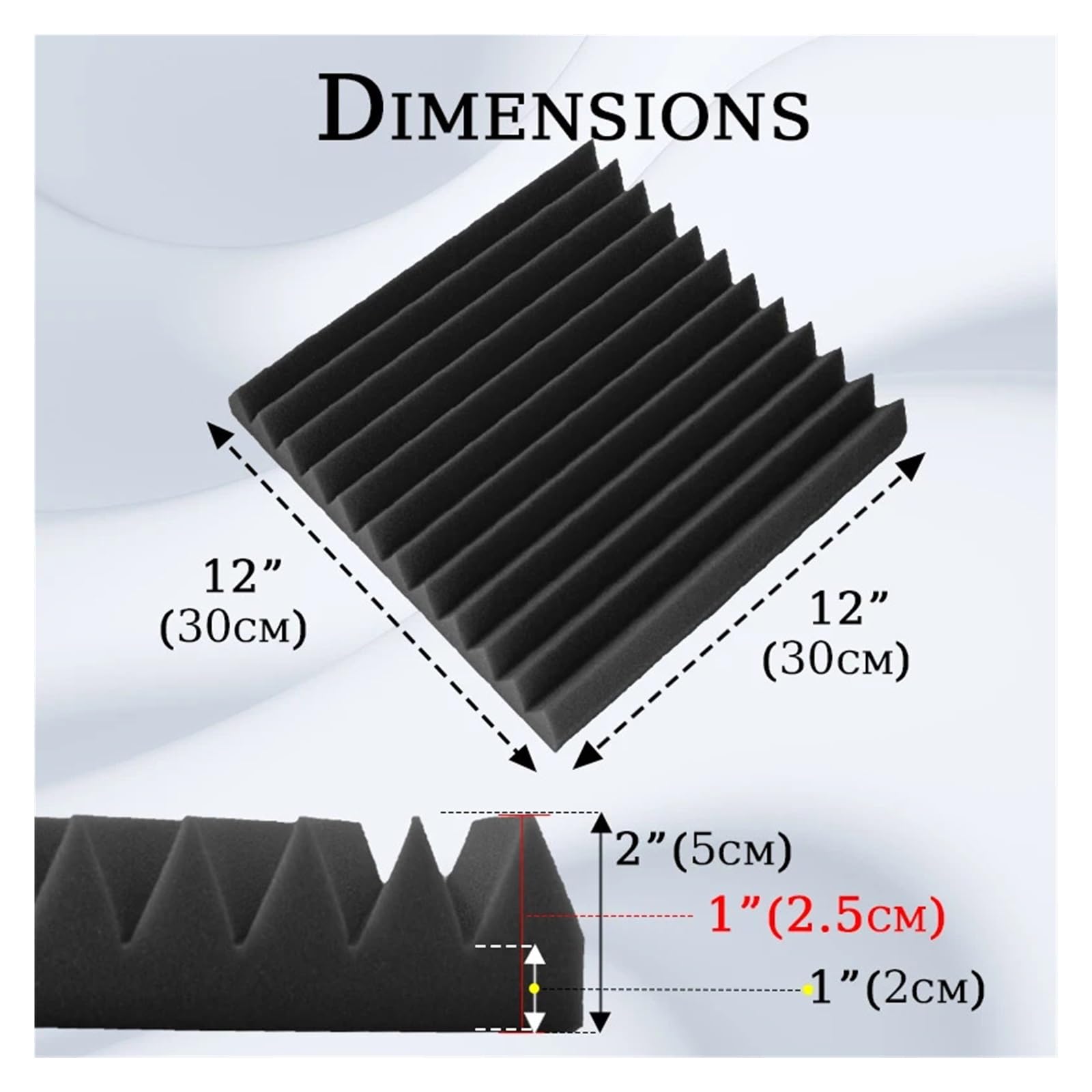 Pannelli Fonoassorbenti Per Pareti 6/12/24/48 Pcs Acoustic Foam Studio High Density Soundproofing Sound Absorbing Material Door Isolation Home Decoration(2.5cm Thick,48 Pcs)