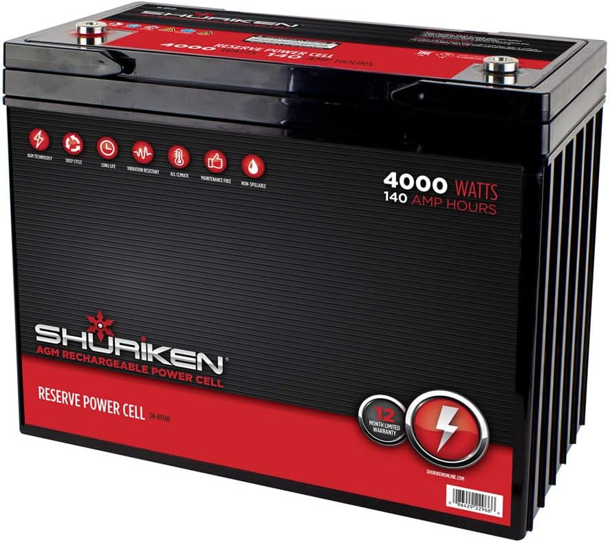 Shuriken SK-BT140 12-Volt High Performance AGM Power Cell Battery for Systems Up To 4000-Watts