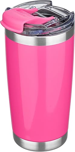 CIVAGO Vaso aislado con tapa y pajilla, vaso de café al vacío de acero inoxidable de 20 onzas, taza de café de doble pared, taza de café térmica de