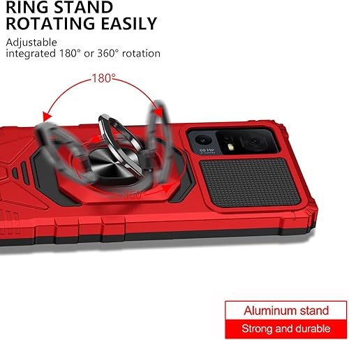 Miniatura 4 de Ailiber TCL 40 T Funda para teléfono TCL 40 T con protector de pantalla de vidrio templado, soporte de anillo para montaje magnético de automóvil,