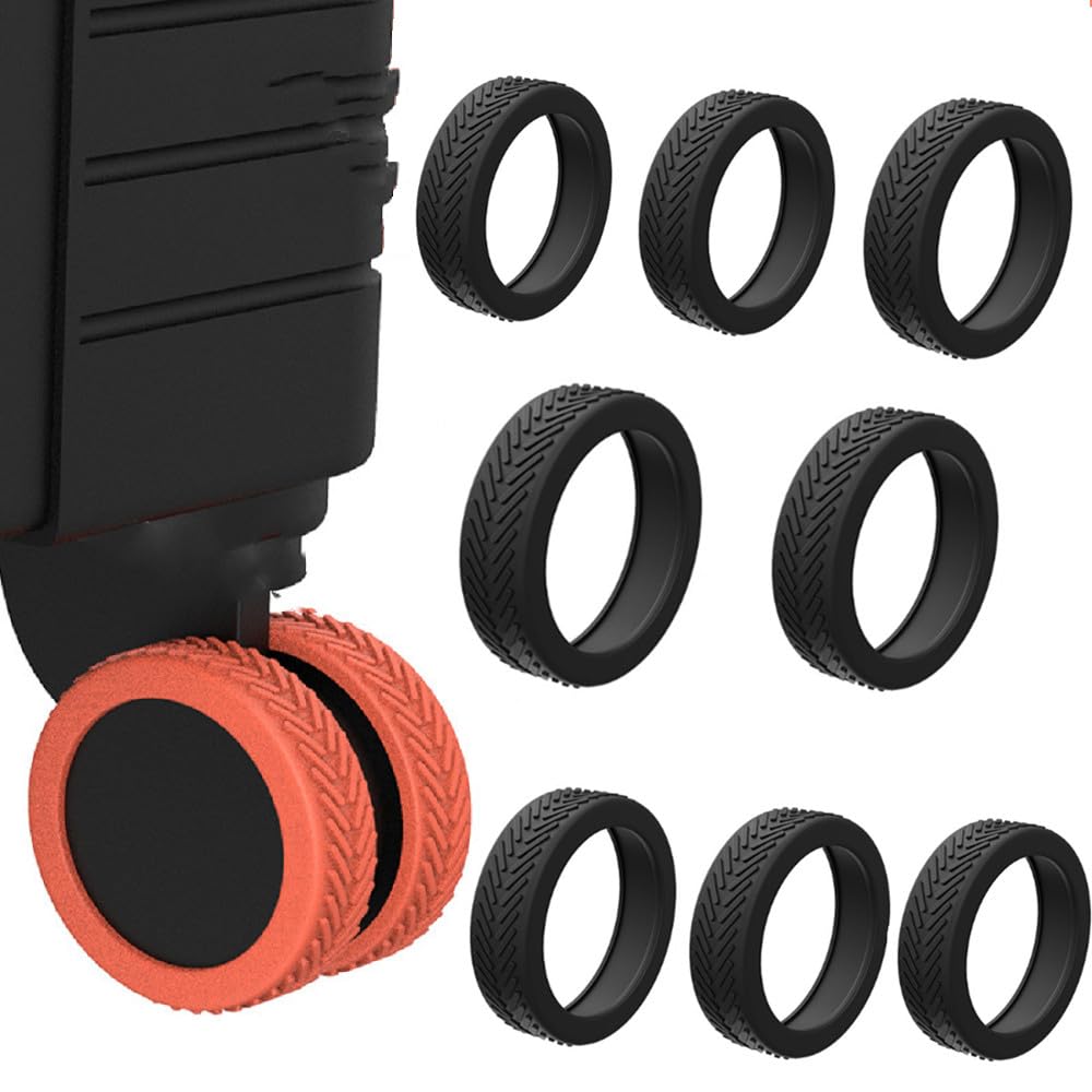 Lucktao8pack Shock-proof Carry on Luggage Silicone Wheels Cover,Luggage Compartment Wheel Protection Cover, Rubber Wheel Covers for Your Suitcases or Office Chair Caster Wheels