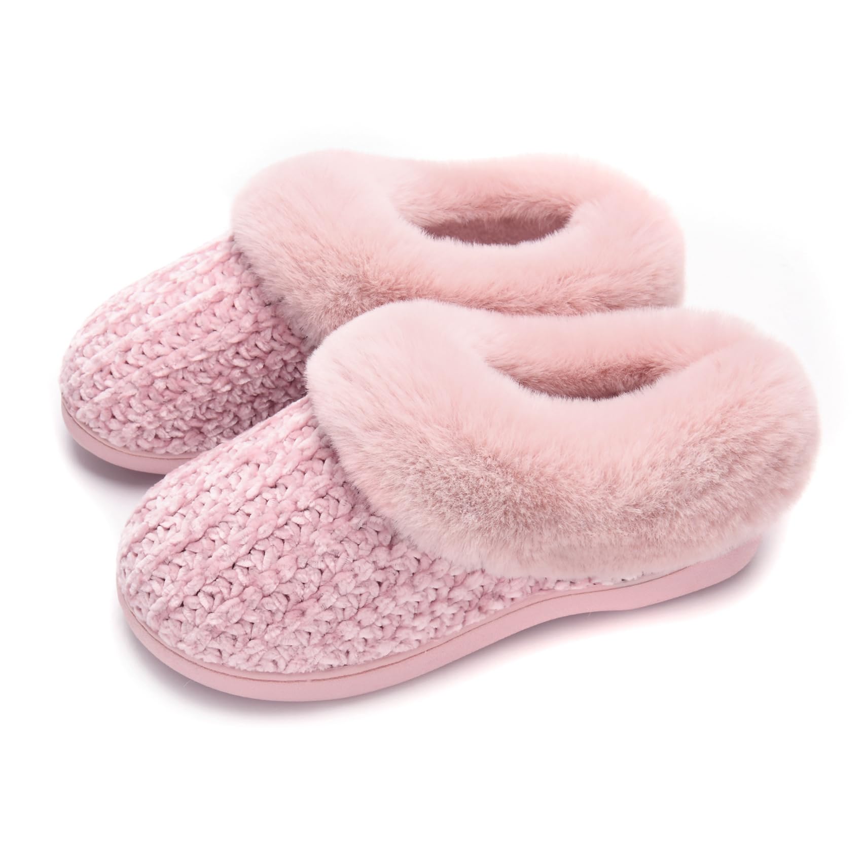 DL Women's Memory Foam Moccasin Slippers Micro Suede with Breathable Faux Fur Lining Slip On House Shoes Micro Indoor & Outdoor