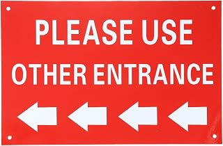 PATIKIL Please Use Other Entrance Sign, 12x8 Inch Left Arrow, Aluminum Composite Directional Sign for Office Warehouse Business Outdoor Indoor Use, Red on White(Horizontal)