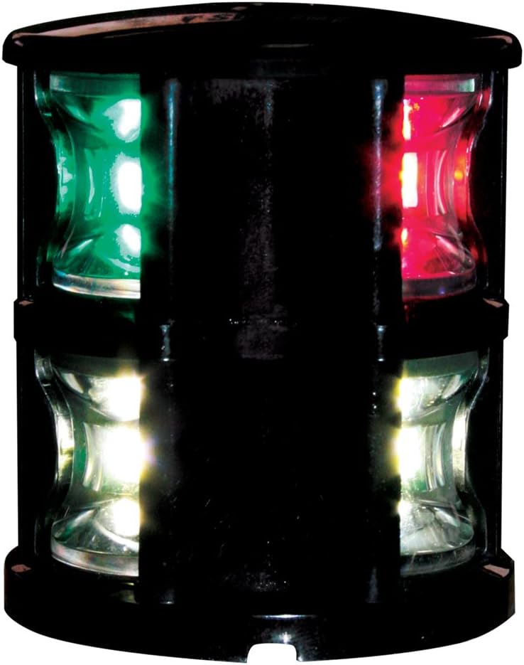 Lalizas FOS LED Tricolor & Anchor Light with Black Housing, 12", for Boats up to 12m, Waterproof, Non-Corrosive, Non-Magnetic