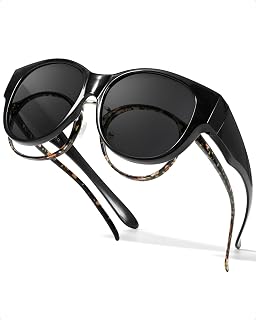 Polarized Fit Over Sunglasses for Women - Trendy Round Frame to Wear Over Glasses with UV Protection for Driving LS5779