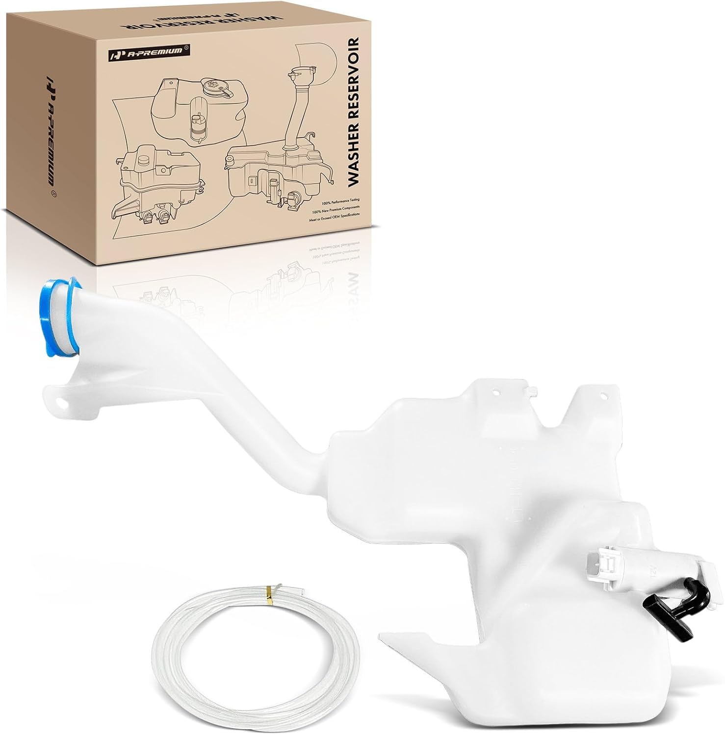 A-Premium Windshield Washer Reservoir Tank Assembly Compatible with Honda Accord 2008-2009 - with Cap & Washer Pump & Filler Neck & Hose & Bracket