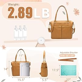 MOMINSIDE Diaper Bag Tote, Leather Diaper Bag Backpack with 14 Pockets for Mom Dad, Convertible Baby Bag for Boys Girls, Baby Registry, Changing Pad, Large 4 Insulated Pockets (Biscuit)