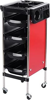Salon Trolley Cart,Hair Salon Equipment for Salon Station Professional Multifunctional Hair Salon Tool Storage Cart Trolley with Universal Wheels Salon Spa Hairdressing Trolley Red