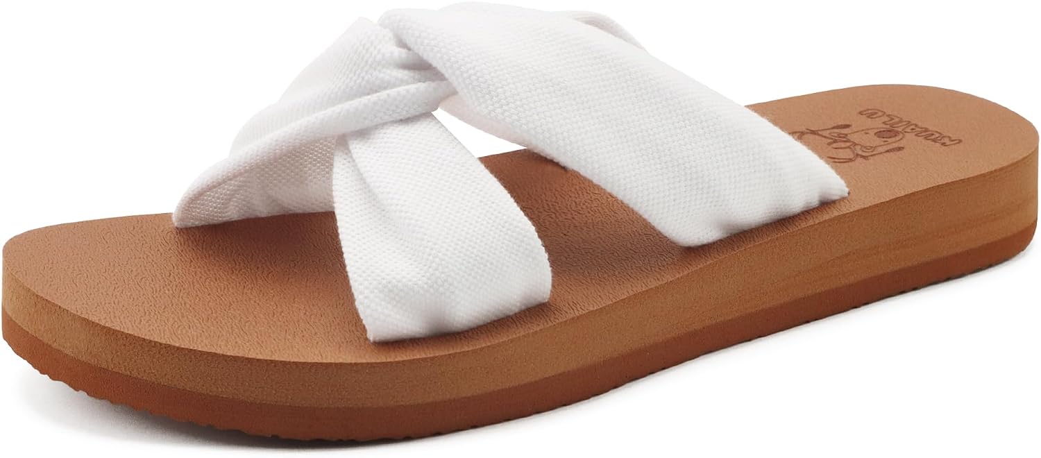 KuaiLu Dressy Sandals for Women Yoga Mat with Arch Support Comfortable Cushion Lightweight Casual Slides Summer Fashion Beach Pool Slip On Travel Orthotic Shoes Indoor Outdoor