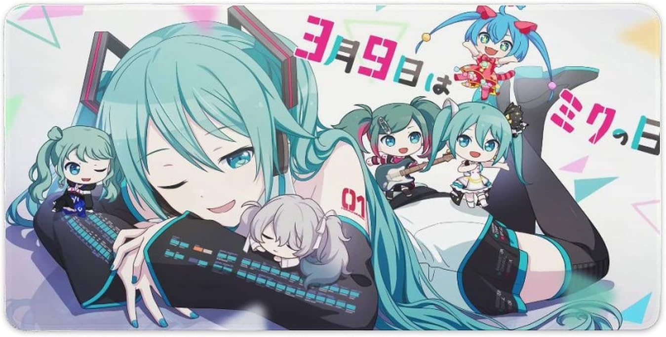 初音 ミク 大型マウスパッドゲーミングマウスパッドキーボードパッド防水防塵滑り止め洗える耐久性のある耐久性のあるオフィスホームデスクパッド 30x60cm