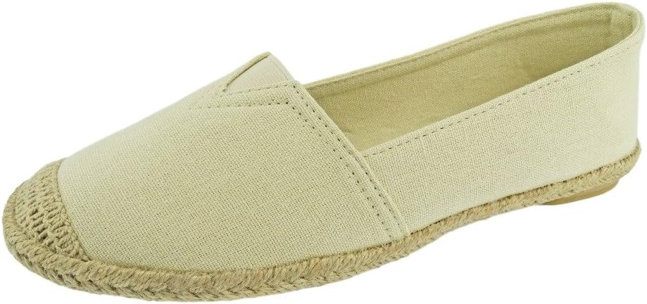 Pierre Dumas Women's Canvas Espadrille Slip-On Flat Loafer with Braided Jute Accents Goldie-24