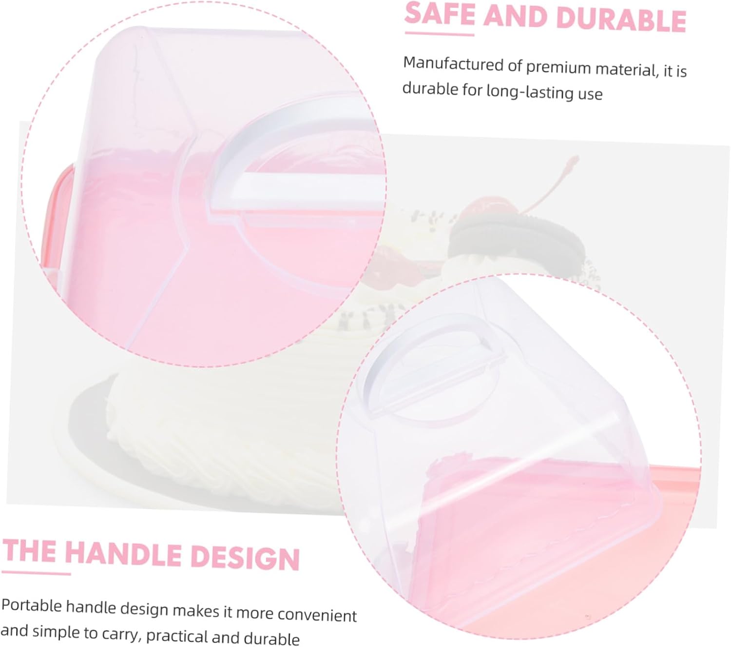 Uonlytech Portable Transparent Cake Carrier Box with Handle Thickened Plastic Food-safe Cake Container Holder with Lid for Birthday Parties and Outdoor Use Reusable Pastry Storage Holder