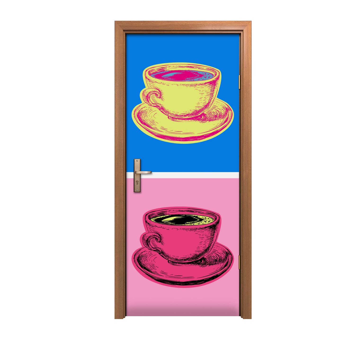 Autocollant de porte design café 90x200cm adhésif haute définition