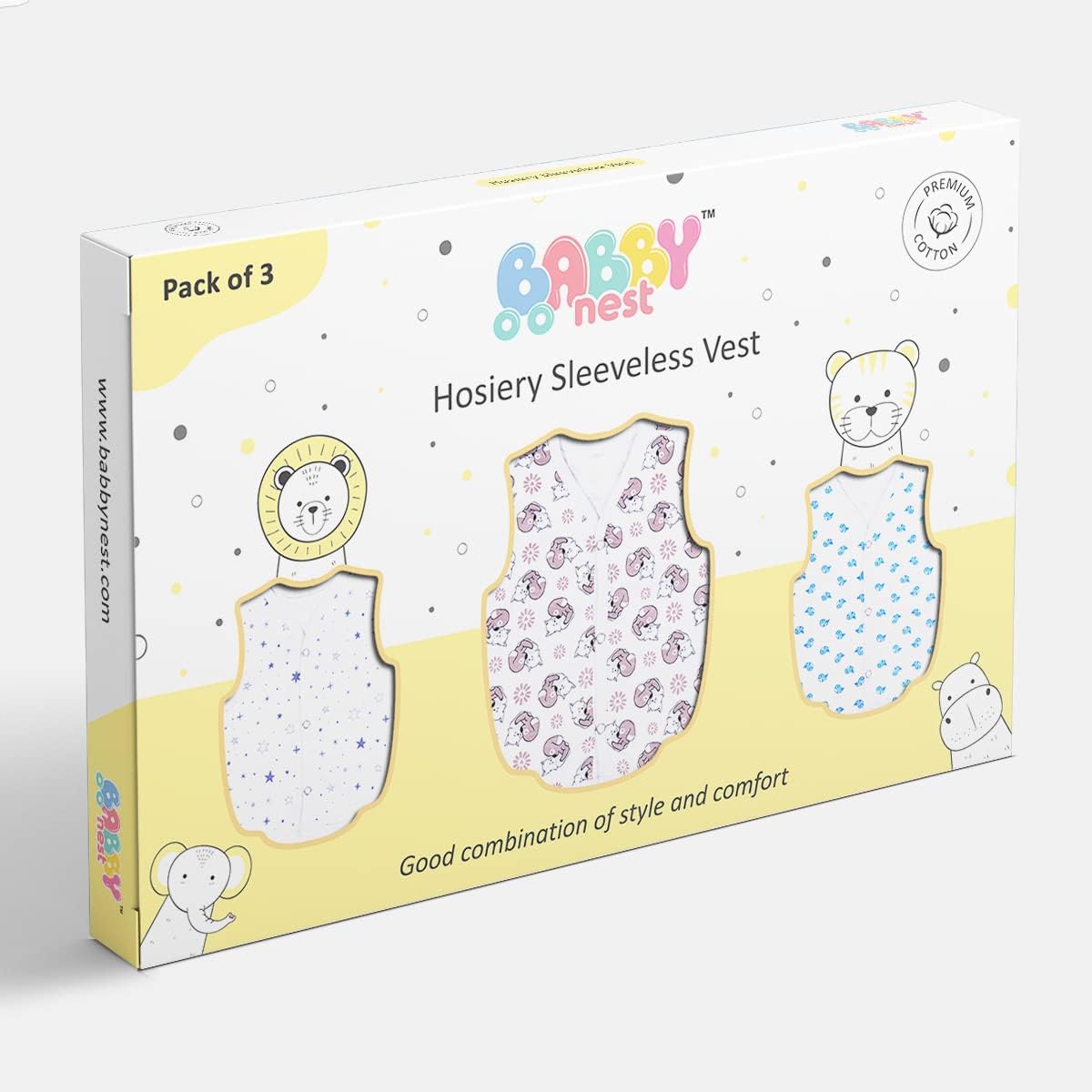 BABBY NEST 100% Cotton Winter wear Baby jhabla | Baby Vest Clothes for New Born, Soft Sleeveless with Buttons, Baby Vest | Baby Vest for Newborn Boy Girls (3-6 Months)