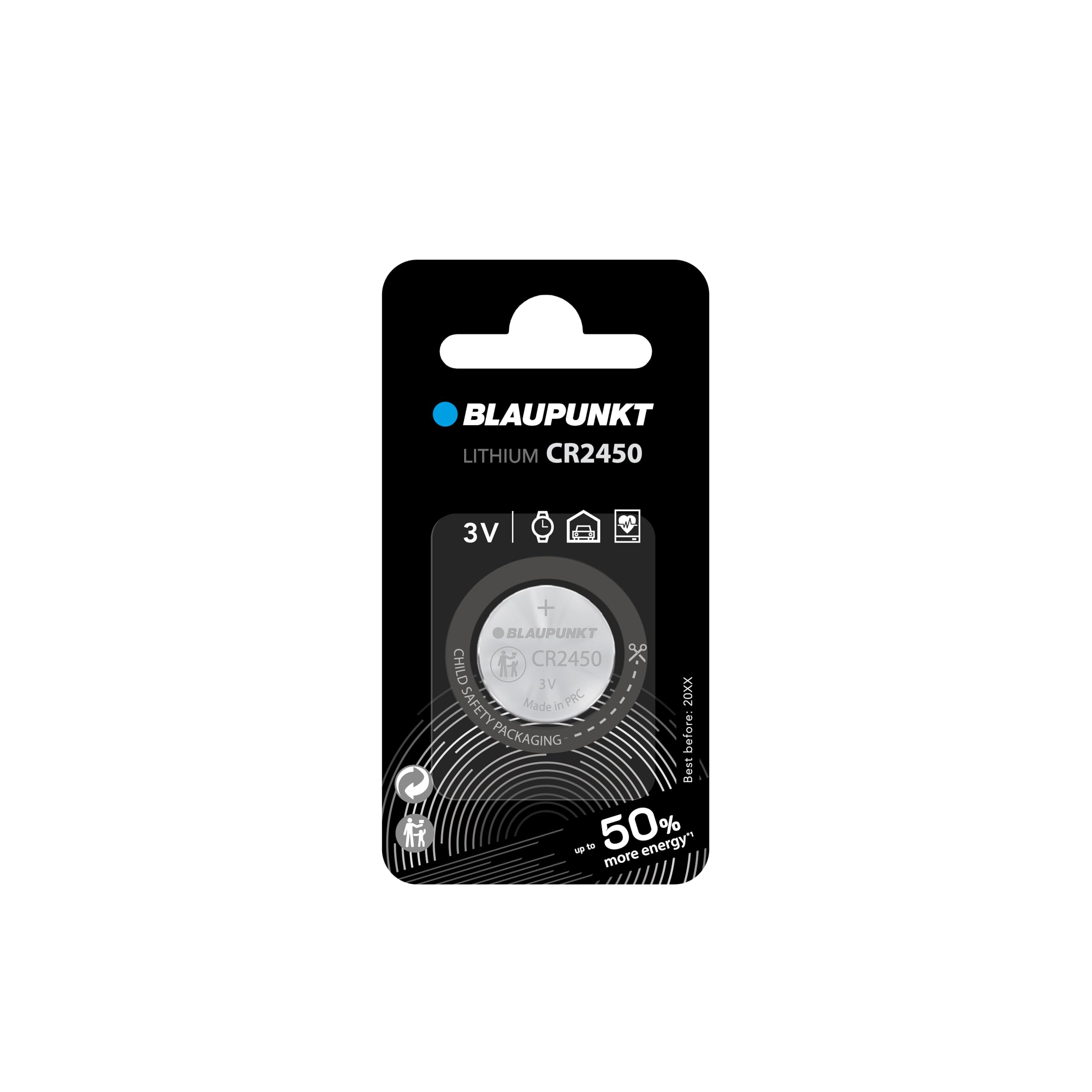 Blaupunkt Lithium Coin Cr2450 Button Cell Battery Pack Of 1 In Blister Pack
