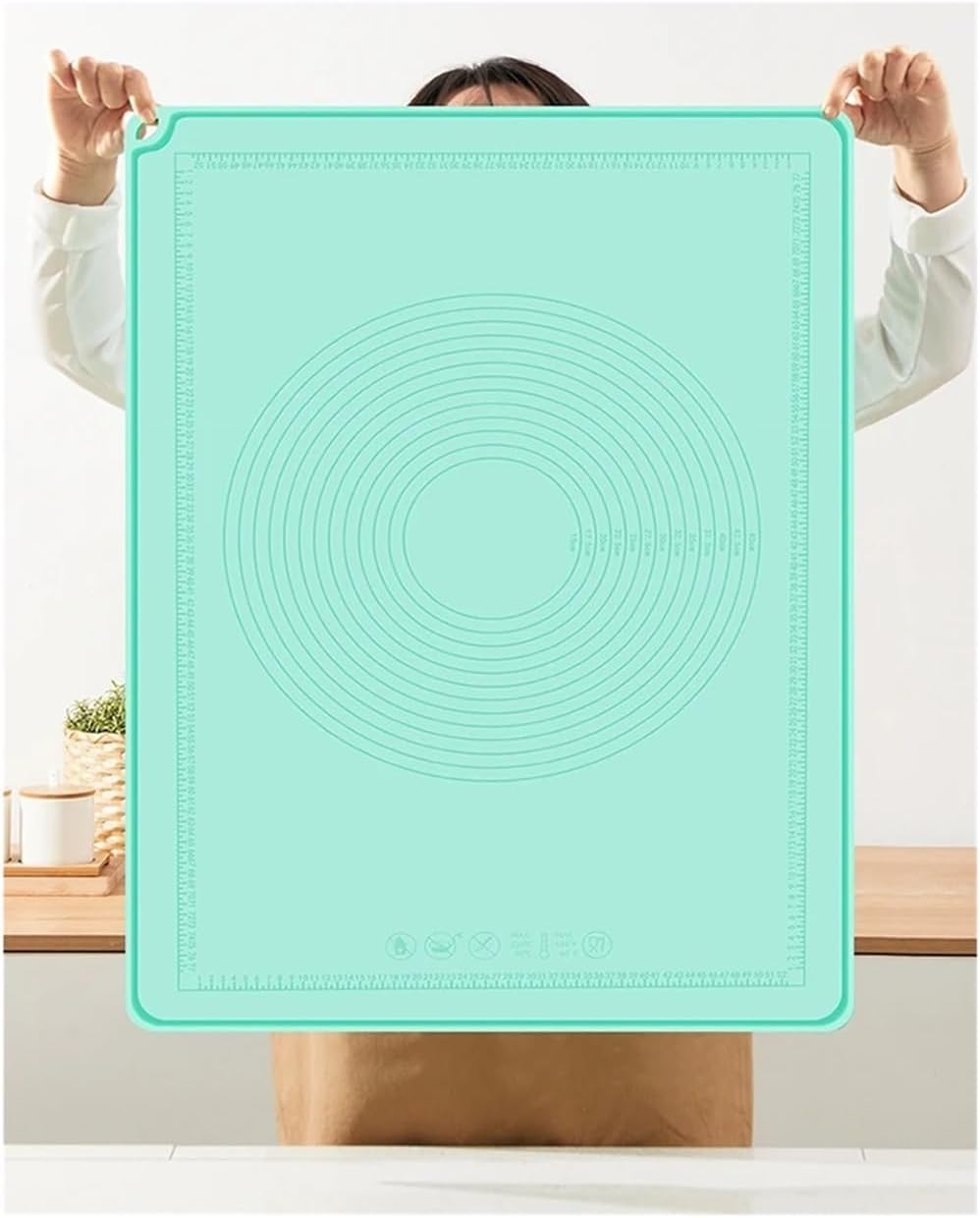 Dough Mat Silicone Dough Mat Thickened Rolling Pin Board For Home Use Baking Surface Non-Stick, Heat-Resistant(Green,60x100cm)