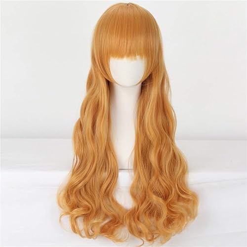 Miniatura 2 de Peluca de cosplay de anime, larga, rizada, ondulada, naranja, amarillo, para mujeres y niñas, pelucas de fiesta