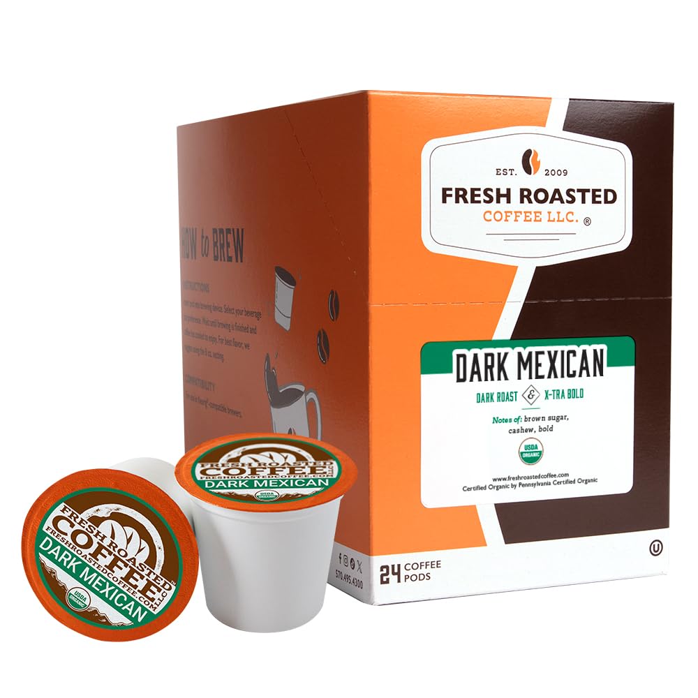 Fresh Roasted Coffee Organic Dark Roast K-Cup Compatible 24 Pods