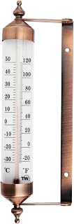 Stylish Bronze Effect 9.5 Inch Outdoor Thermometer - Waterproof Garden Wall Thermometer for Patio Greenhouse Garage