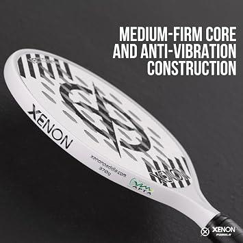 Vector Pro Spin Max Version 2 Platform Tennis Paddle by Xenon Paddle, Oversize Head, Even Balance Point, Medium Firmness Foam Core, Power and Control, 4.25 Grip, White