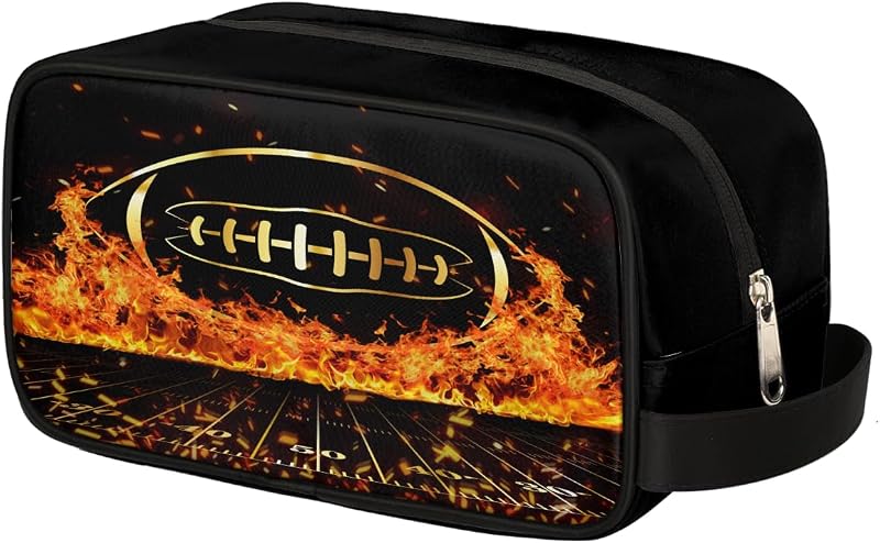 Necessaire infantil Ackutea Fire Rugby Ball com zíper e alça para pendurar, 1 unidade