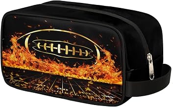 Kids Travel Toiletry Bag - Fire Football Waterproof Hanging Cosmetic Hygiene Bags for Boys Men - Large Shave Kit for Toiletries Accessories Bathroom Stuff