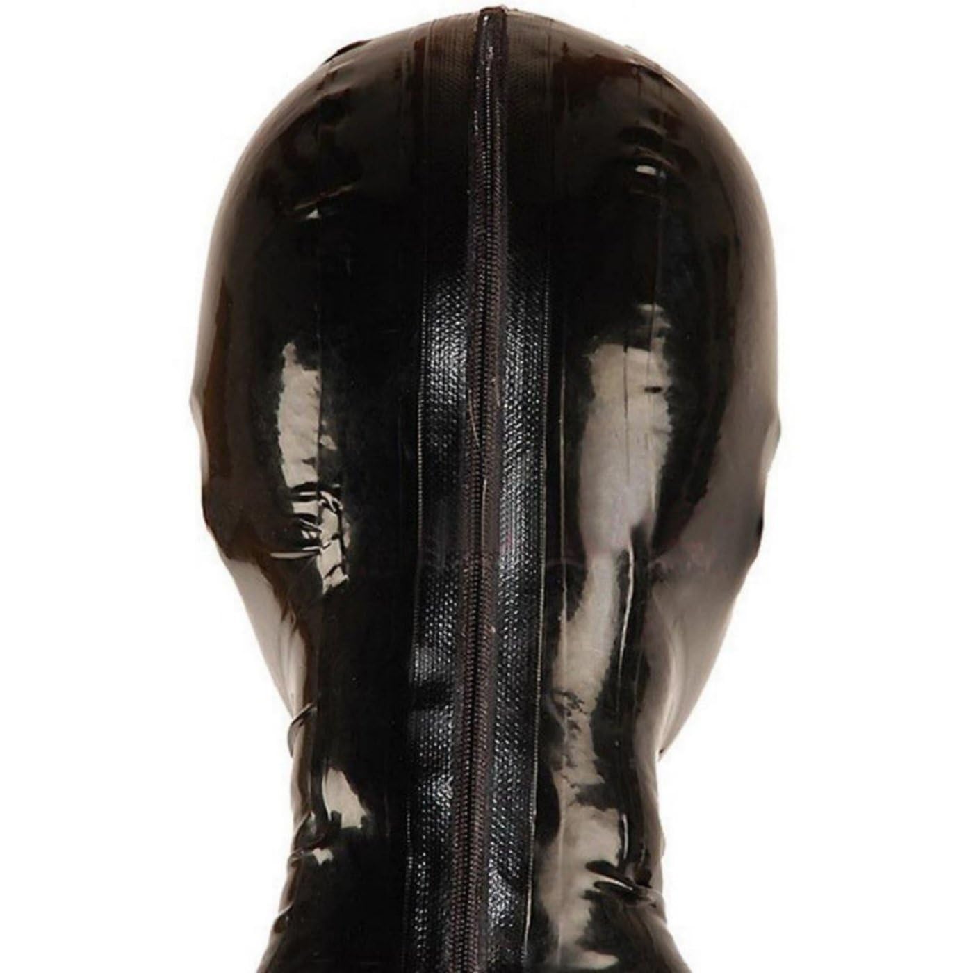 Cagoule en latex, masque en latex, latex hood with zipper (Large)