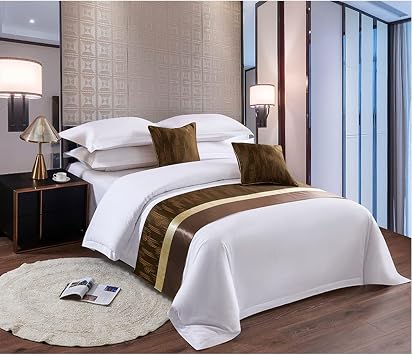 Bed Runner Scarf Protector Slipcover Bed Decorative for Hotel Guesthouse Home Resorts Brown,2 Pillowcases50x50cm