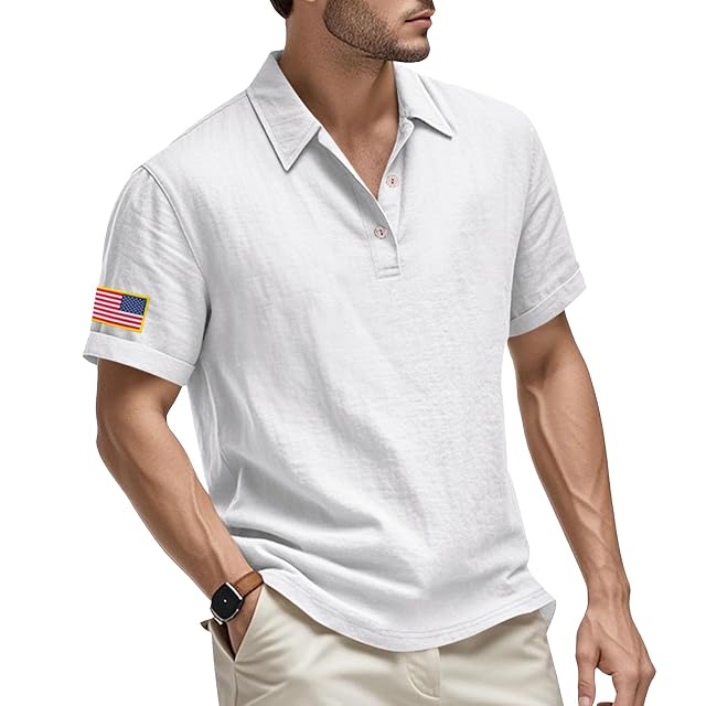 Mens Golf Shirts Pullover Short Sleeve Business Graphic Button Down Collared Slim Fit Workout Casual Summer Tops