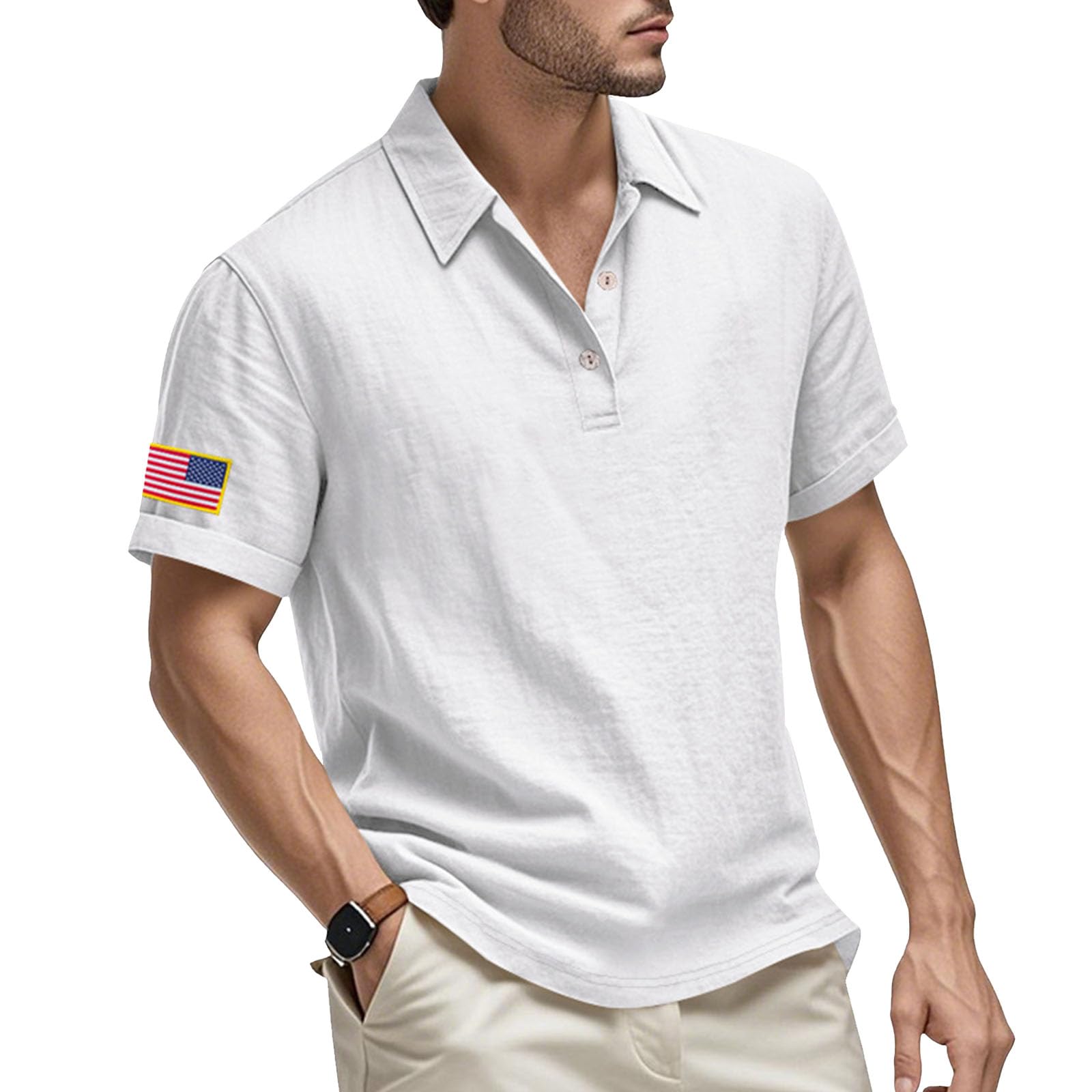 Mens Golf Shirts Pullover Short Sleeve Business Graphic Button Down Collared Slim Fit Workout Casual Summer Tops