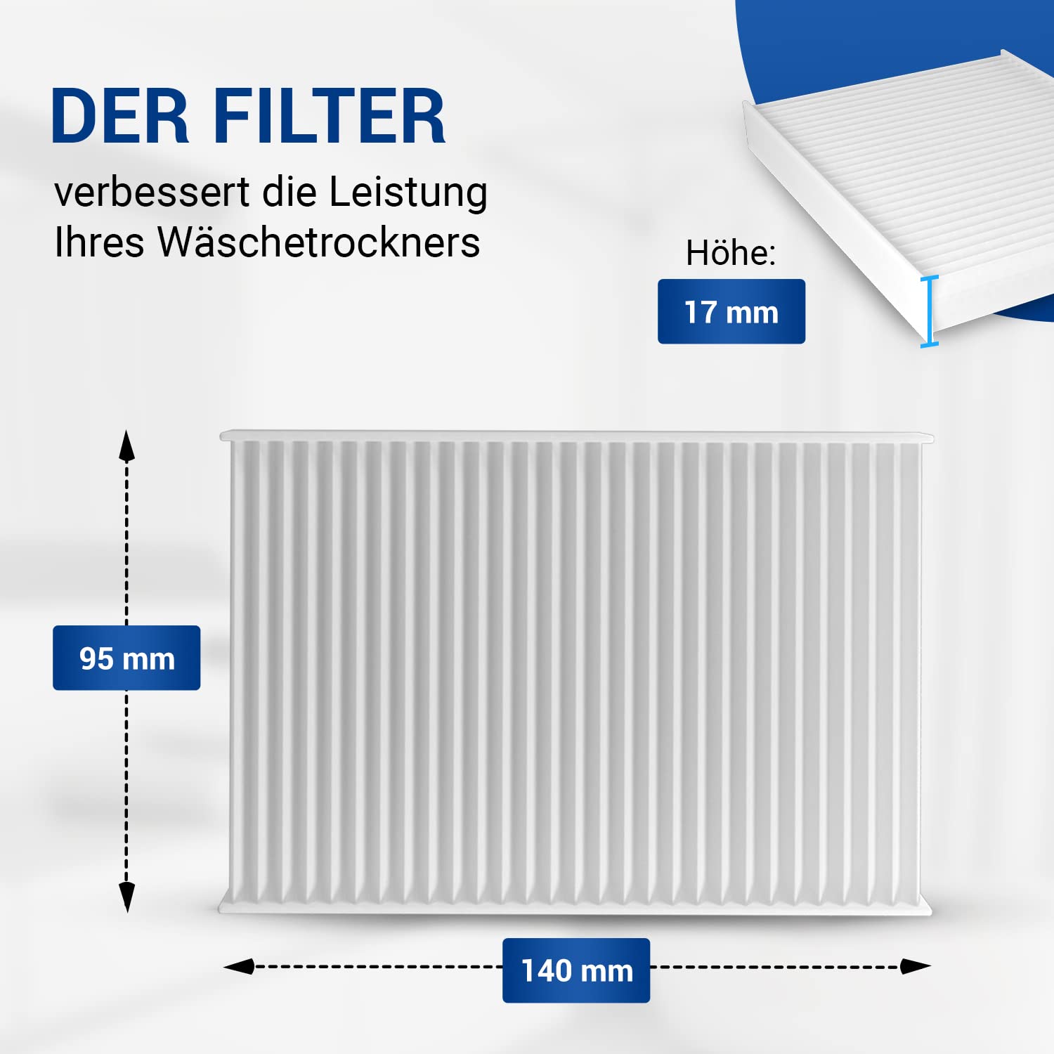 VIOKS 2x Filter 140x95x17mm Ersatz für Luftfilter Pollen Bosch 00481723 für Bosch Siemens Trockner Wärmepumpentrockner/Trockner Kondenstrockner