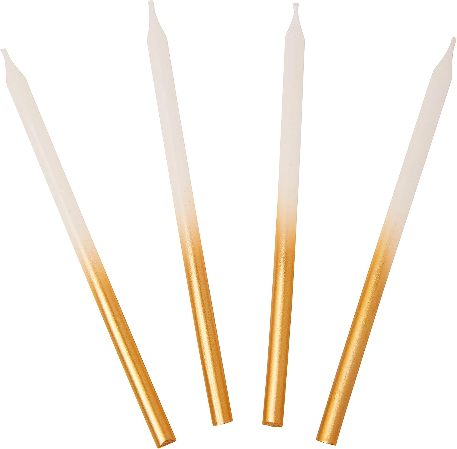 Talking Tables 16 x White and Gold Tall Birthday Candles with Holders | Perfect for Wedding, Anniversary, NYE Cake Decor | Ombre Design | 4 Inch Birthday Cake Decorations