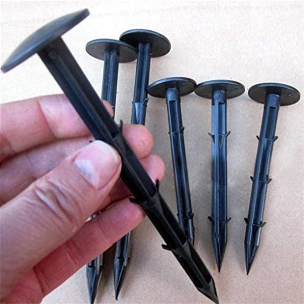 100 Picchetti di Ancoraggio Lunghi, Ancoraggioper Giardino, Chiodi ancoraggio con ganci in direzione opposta, per fissare teloni di copertura protezione per raccolti, nero, per aiuole e serre