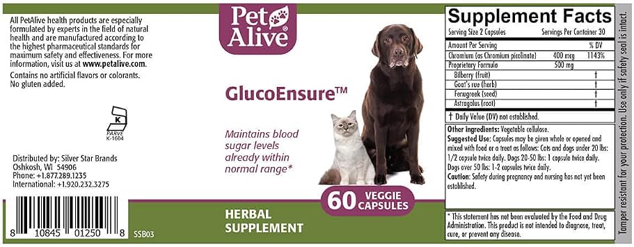 PetAlive GlucoEnsure - All Natural Herbal Supplement for Maintaining