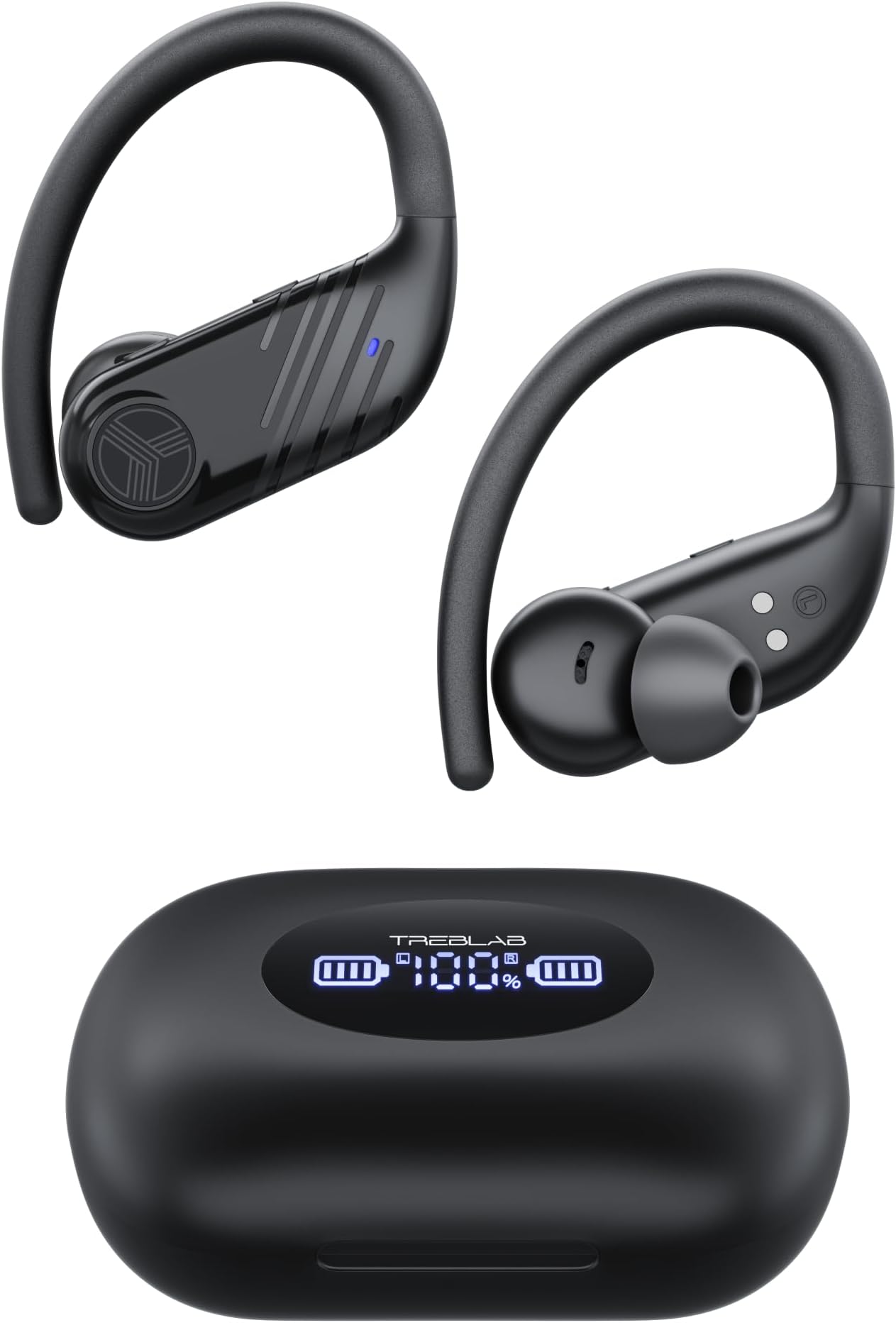 - TREBLAB X3-Pro Earbuds Wireless Bluetooth, Earhook IPX5 11H Powerbank | Bluetooth Running Headphones, gaming mode 60ms, wireless charging case, secure earhook, ENC mics, BT 5.4, 9g ultra-light
