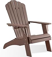 Vista 14 de Psilvam Silla Adirondack de gran tamaño, resistente a la decoloración y sin olor, sillas de madera de polietileno para hoguera con soporte