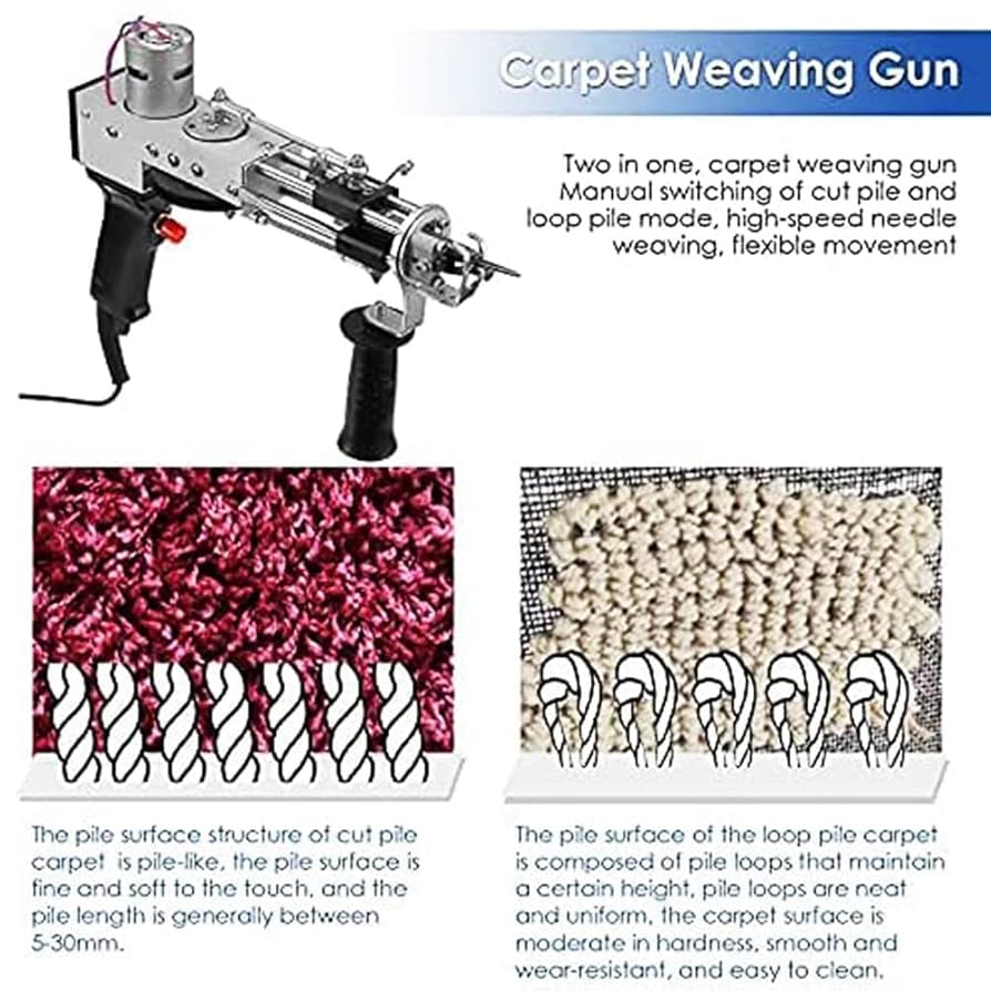 Pistola Per Tufting Tappeti Elettrica - Macchina Per Creare Tappeti Con Telaio E Tessuto Incluso