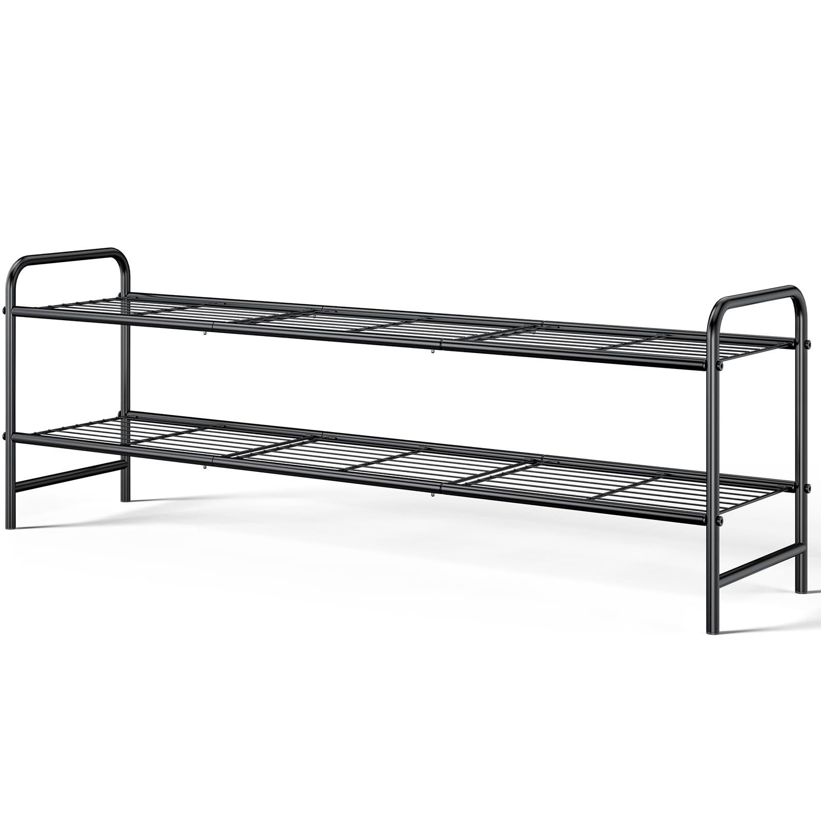 Kitsure Stainless Steel Shoe Rack Organizer, 37.3" Wide - 2 Tier, Black