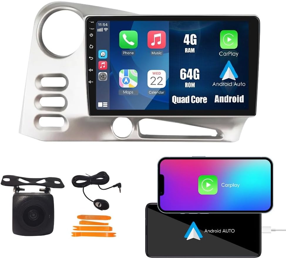 CarPlay Android Auto Navigation Stereo GPS Radio Reverse Camera Display 9" IPS Touchscreen Headunit Tablet Pad Media Player for Toyota Corolla Matrix 2003-2008, if Applicable Quad Core 4G+64G