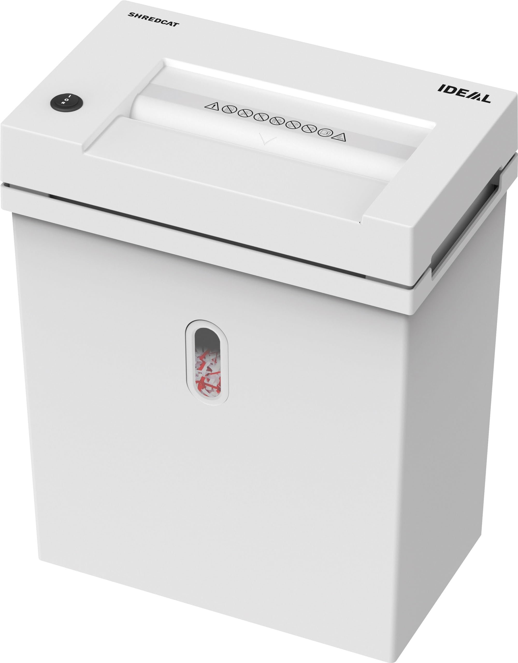 SHREDCAT 8200, P-2, niszczarka do dokumentów, do 16 arkuszy, cicha niszczarka papieru do biura, rozdrabniarka do dokumentów z cięciem w paski 4 mm, biała, 1 sztuka