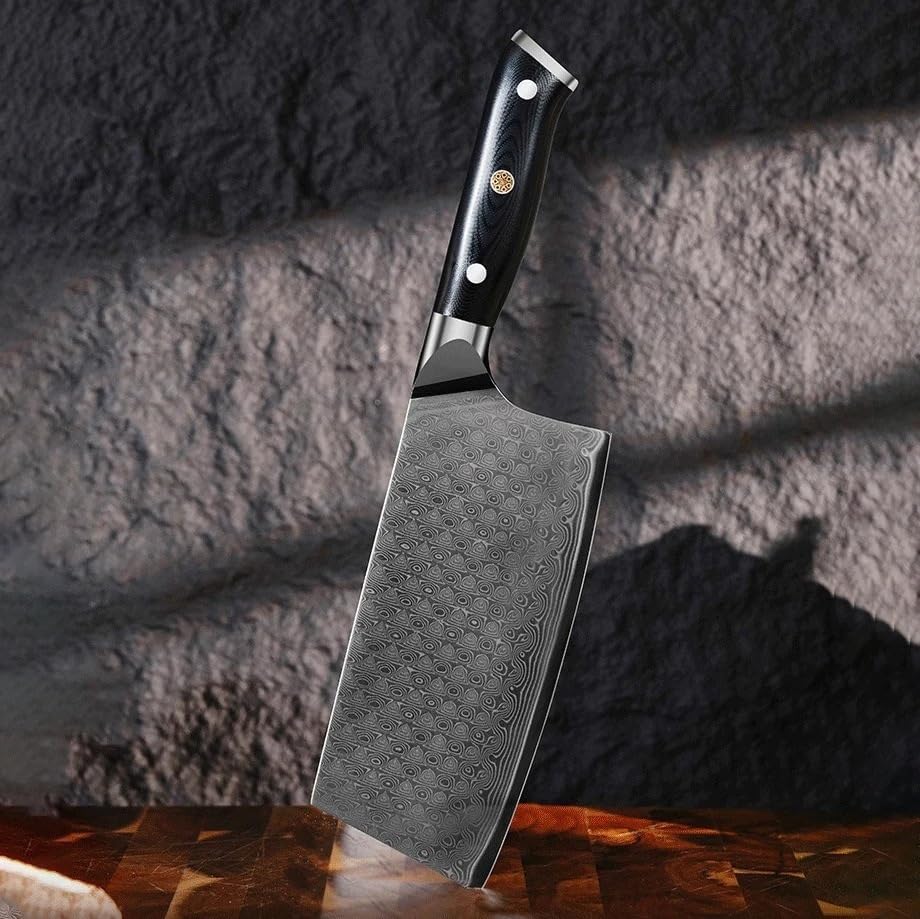 Meat Cleaver, 6.7 Inch Slicing Knife 67-layers Damascus VG10 Steel Blade G10 Handle Sharp Chef Cleaver Kitchen Knives Cutting Vegetables Meat