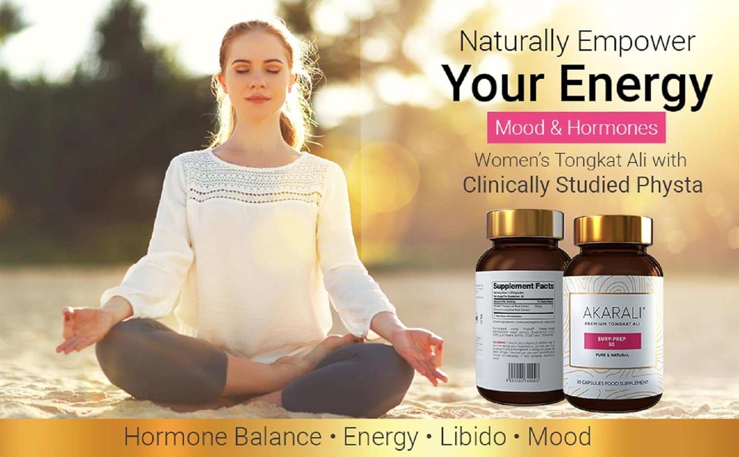 AKARALI Tongkat Ali for Women, with PHYSTA US Patented Tongkat Ali, Highly Concentrated, specifically dosed for Women, Supports Female Hormone Balance & Healthy Testosterone Levels