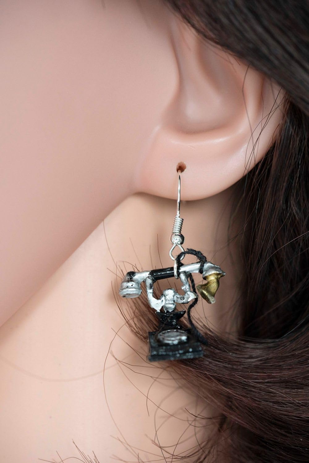 Miniblings Old Telephone Earrings Hanger Miniature Dial Telephones Antique - Handmade Fashion Jewelry I Earrings Earring Pendant silver-plated