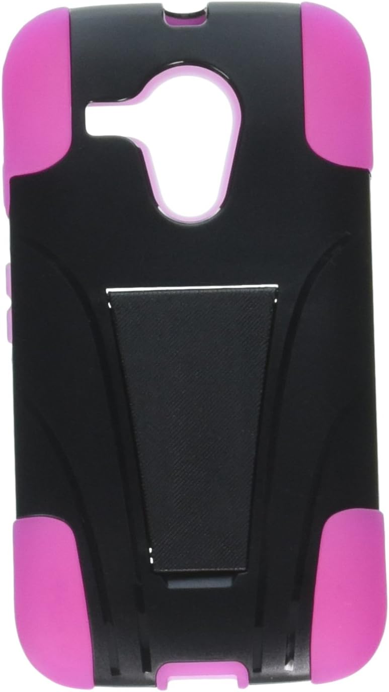 Eagle Cell Hybrid Case with Y Stand for Motorola G - Retail Packaging - Hot Pink/Black