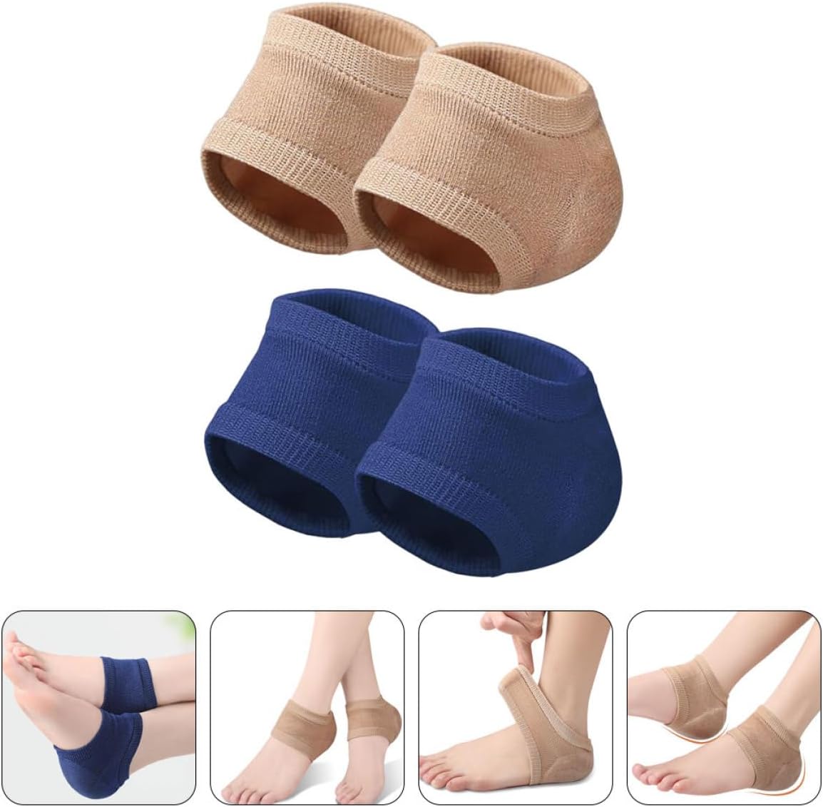 2 Pairs Elastic Heel Socks Cracked Heel Repair Covers Breathable Moisturizing Half Feet Socks for Men and Women at Home and Travel