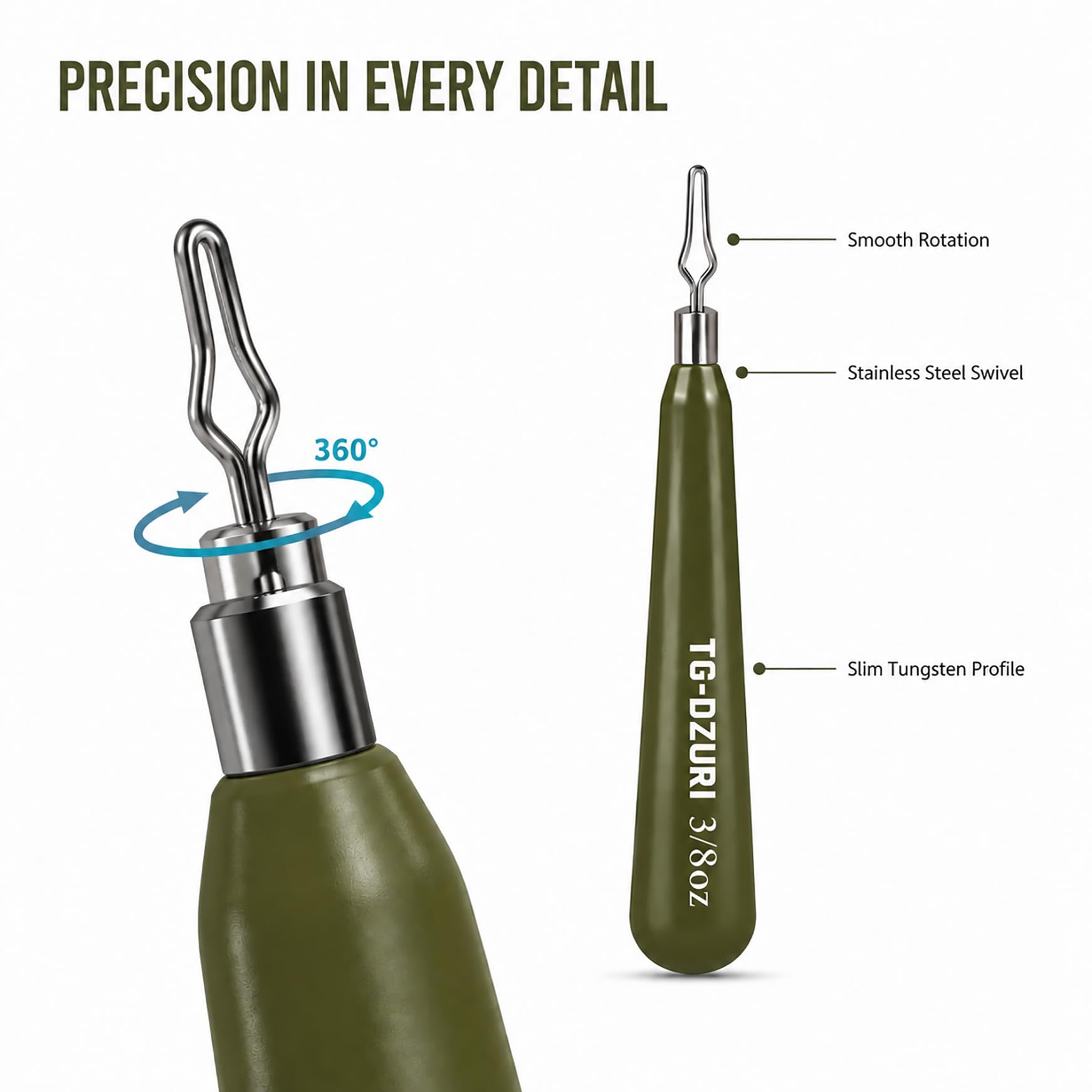 Poids sans tungstène pour la pêche au bar – Poids minces Drop Shot, 3 couleurs, 3,5 g – 28,3 g, plombs de pêche compacts en tungstène haute sensibilité