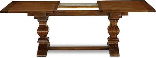 Vista 4 de East West Furniture LAT-08-TP Lassale - Mesa de comedor moderna – una mesa de cocina rectangular con hoja extraíble y base de doble pedestal, 42 x