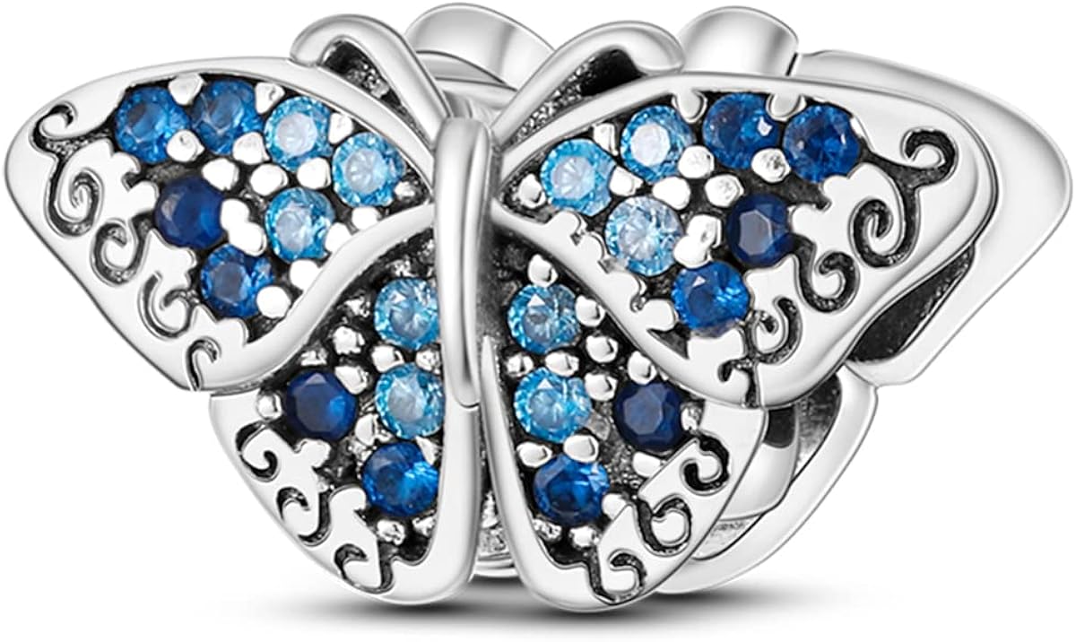 Parmuz Dije de plata de ley 925 para pulsera collar colgante amor mamá océano viajes mariposa fiesta cumpleaños abalorios joyería de regalo para