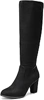DREAMPAIRS Women's Chunky Heel Knee High Boots - 3.14" Heel, Cozy Lined Tall Boots for All-Day Comfort & Style