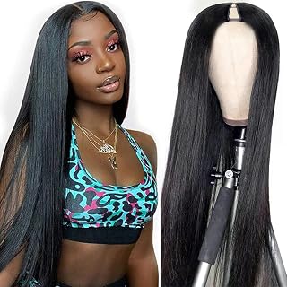 Dixtefo V Part Wigs Human Hair Brazilian Virgin Straight Human Hair Wigs for Black Women Upgrade U Part Wigs V Shape Wigs No Leave Out Lace Front Wigs Glueless Full Head Clip In Half Wig 150% Density Natural Color(16 Inch, U Part Wigs)